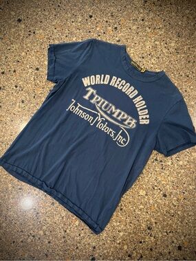 Johnson Motors “World Record Holder” vintage slub moto tee. EUC